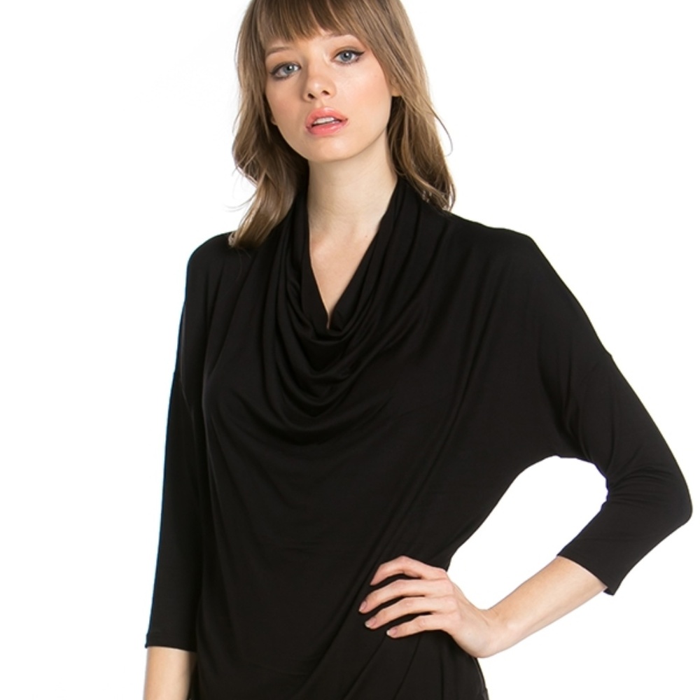 Azules | Drape Neck Top - Black ❤️ Various